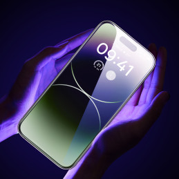 
Grūdintas stiklas skirtas iPhone 14 Pro, visas ekranas, 0,3 mm anti mėlyna šviesa
