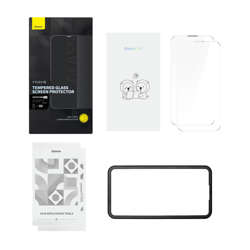 2x viso ekrano grūdintas stiklas, skirtas iPhone 14 Pro su 0,3 mm garsiakalbio dangteliu