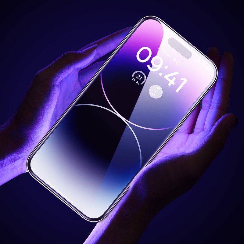 Viso ekrano grūdintas stiklas, skirtas iPhone 14 Pro su 0,3 mm garsiakalbio dangteliu