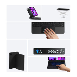 
3in1 klaviatūra su magnetiniu dėklu ir stovu iPad Pro 11 iPad Air 4-5 iPad 10 pilka
