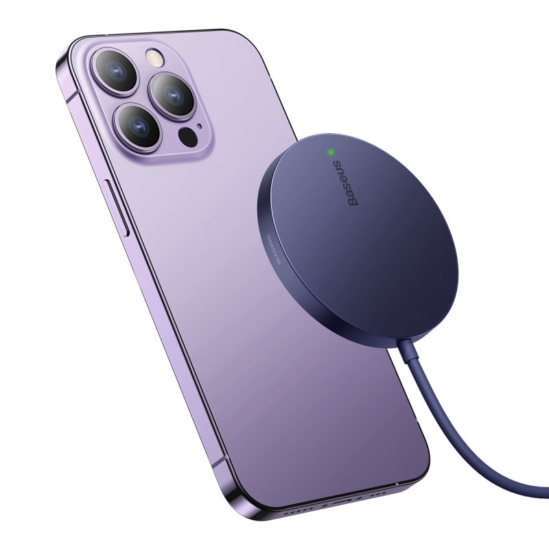 
Paprastas Mini3 MagSafe Qi 15W magnetinės indukcinis įkroviklis, violetinė

