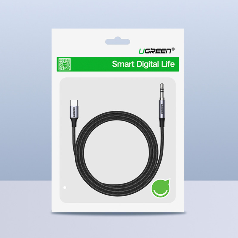 Pintas garso kabelis USB-C - mini lizdas 3,5 mm, 1 m, pilkas