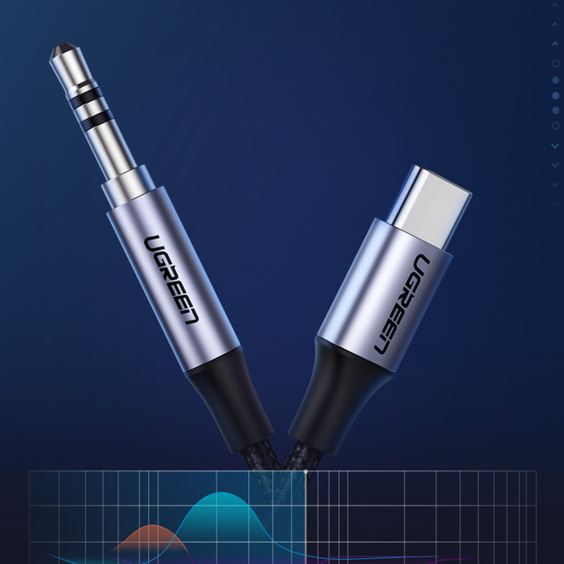 Pintas garso kabelis USB-C - mini lizdas 3,5 mm, 1 m, pilkas