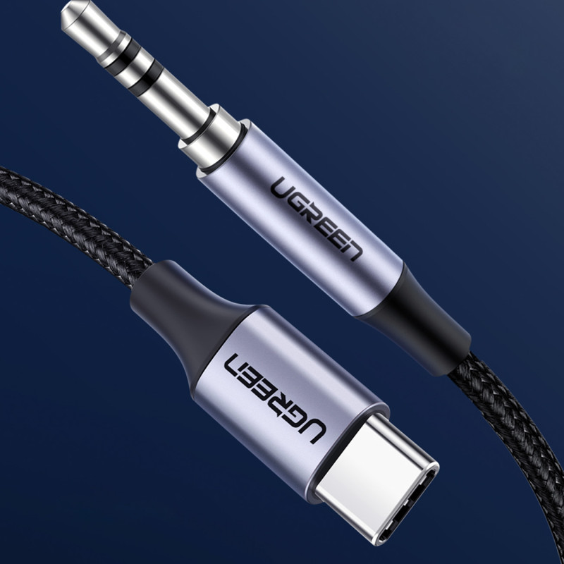 Pintas garso kabelis USB-C - mini lizdas 3,5 mm, 1 m, pilkas