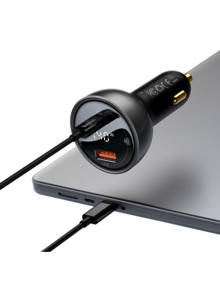 
USB-C PD3.1 automobilinis įkroviklis 140W + USB-C laidas 1m juodas
