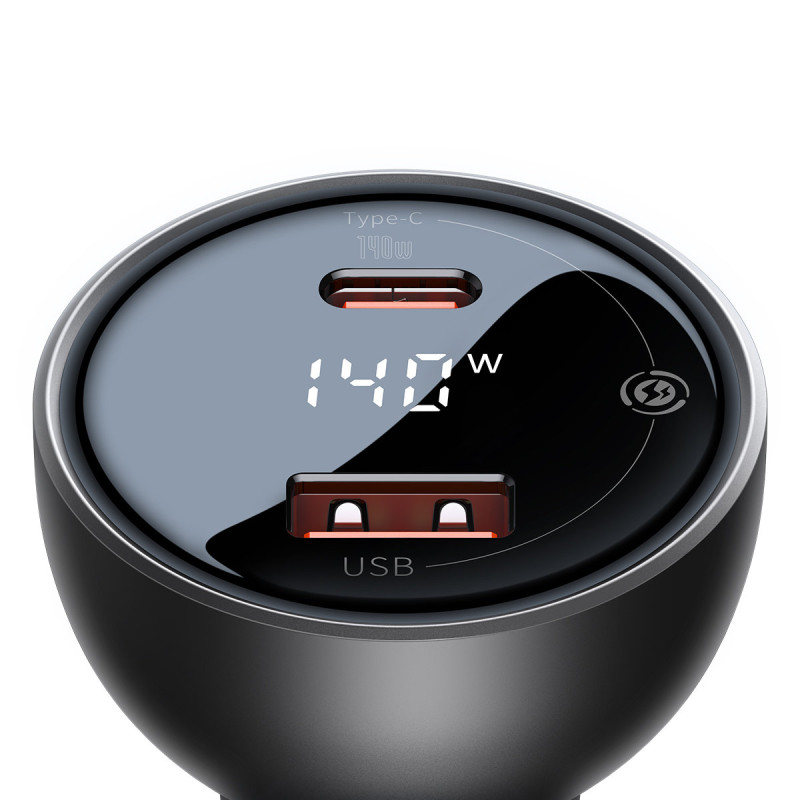 
USB-C PD3.1 automobilinis įkroviklis 140W + USB-C laidas 1m juodas
