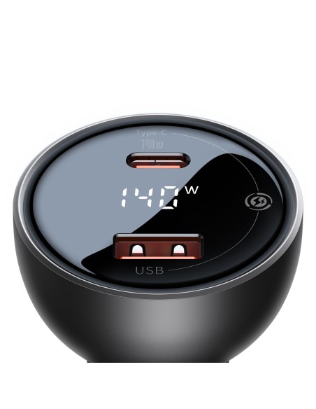 
USB-C PD3.1 automobilinis įkroviklis 140W + USB-C laidas 1m juodas
