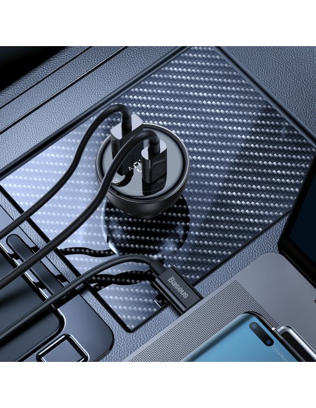 
USB-C PD3.1 automobilinis įkroviklis 140W + USB-C laidas 1m juodas
