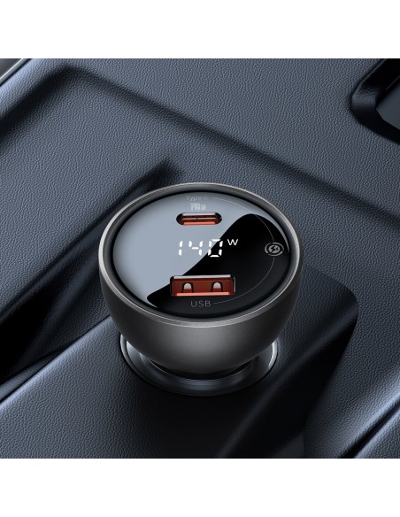 
USB-C PD3.1 automobilinis įkroviklis 140W + USB-C laidas 1m juodas
