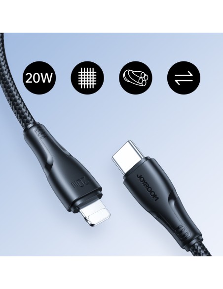
Patvarus kabelis iPhone Surpass Series USB-C - Lightning 20W 0,25m juodas
