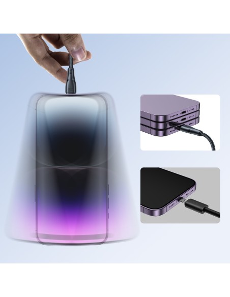 
Patvarus kabelis iPhone Surpass Series USB-C - Lightning 20W 0,25m juodas
