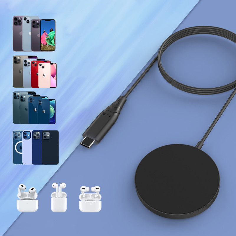 Magnetinis indukcinis įkroviklis iPhone 15W MagSafe, juodas