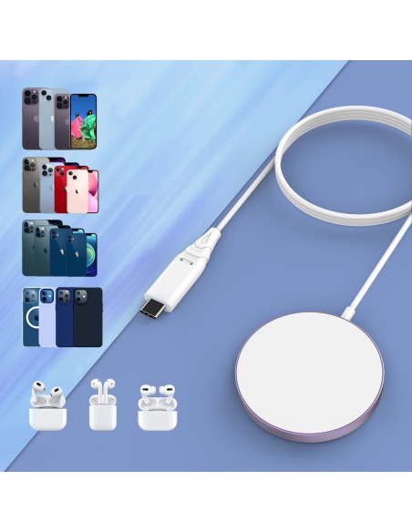 
Magnetinis indukcinis įkroviklis iPhone 15W MagSafe, rožinis
