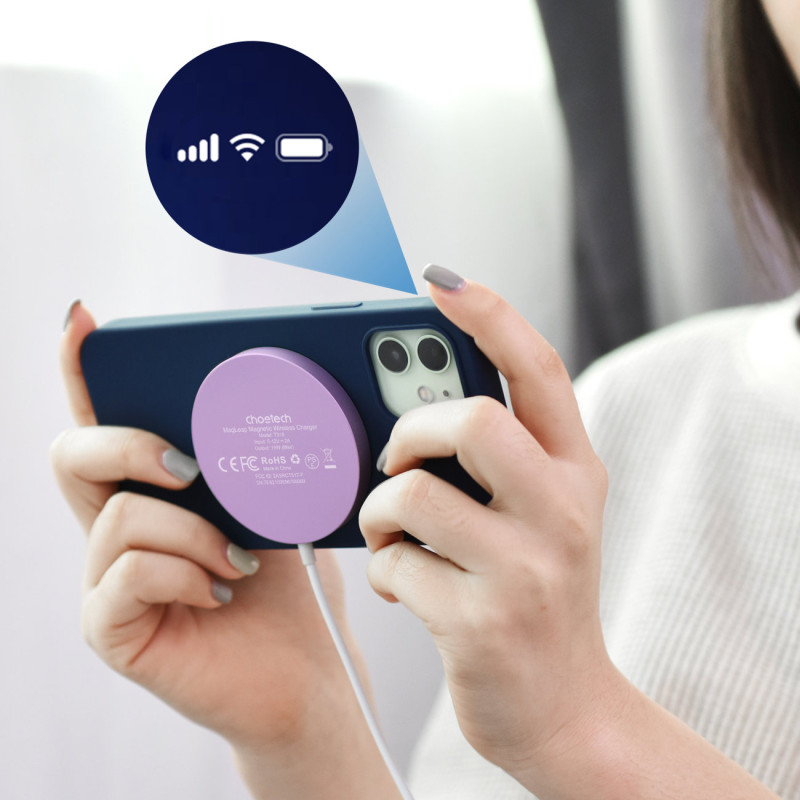 
Magnetinis indukcinis įkroviklis iPhone 15W MagSafe, rožinis
