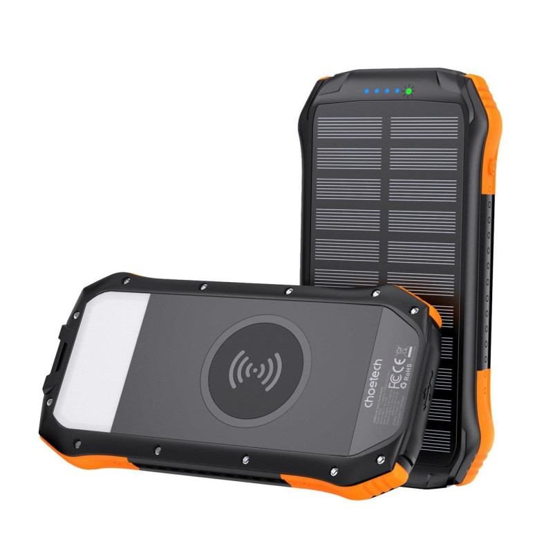 
Indukcinis saulės energijos bankas 20000mAh PD QC Qi oranžinis
