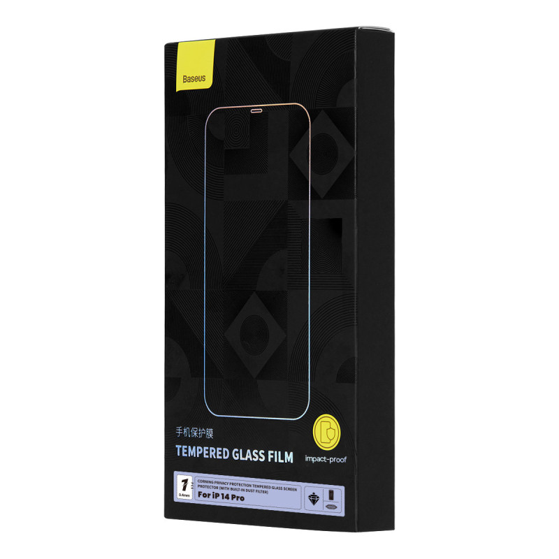 Grūdintas stiklas skirtas iPhone 14 Pro, visas ekranas, 0,4 mm Anti Spy filtro RINKINYS