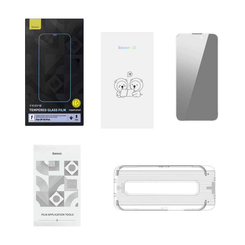 Grūdintas stiklas skirtas iPhone 14 Pro, visas ekranas, 0,4 mm Anti Spy filtro RINKINYS