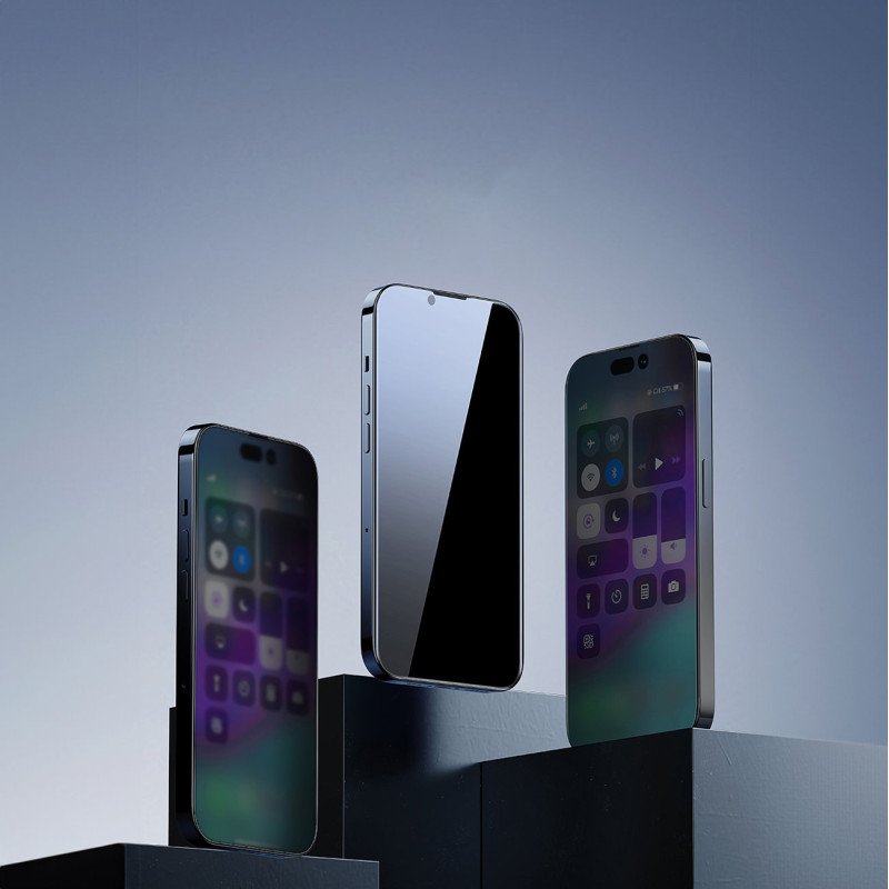 Grūdintas stiklas skirtas iPhone 14 Pro, visas ekranas, 0,4 mm Anti Spy filtro RINKINYS