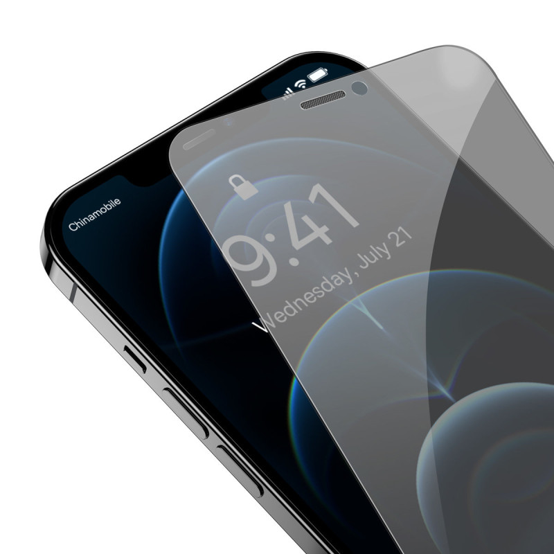 Grūdintas stiklas, skirtas iPhone 12 Pro Max viso ekrano 0,4 mm anti-spy filtrų rinkinys