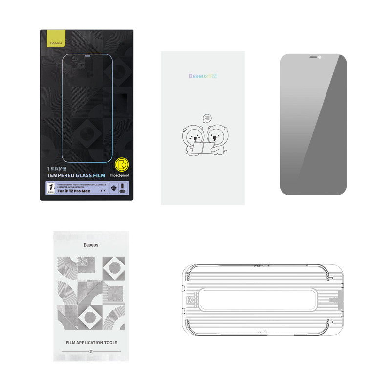 Grūdintas stiklas, skirtas iPhone 12 Pro Max viso ekrano 0,4 mm anti-spy filtrų rinkinys