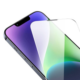 
Grūdintas stiklas, skirtas iPhone 14 Plus / 13 Pro Max su 0,4 mm garsiakalbio dangtelio rinkiniu

