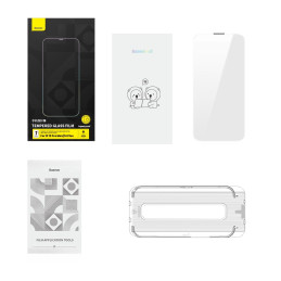 
Grūdintas stiklas, skirtas iPhone 14 Plus / 13 Pro Max su 0,4 mm garsiakalbio dangtelio rinkiniu
