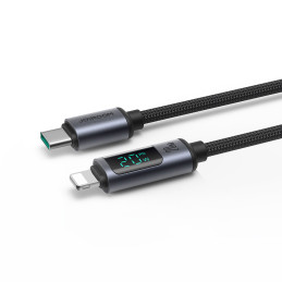 
Kabelis iPhone su LED Lightning ekranu – USB-C 2.4A 1.2m juodas
