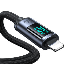 
Kabelis iPhone su LED Lightning ekranu – USB-C 2.4A 1.2m juodas
