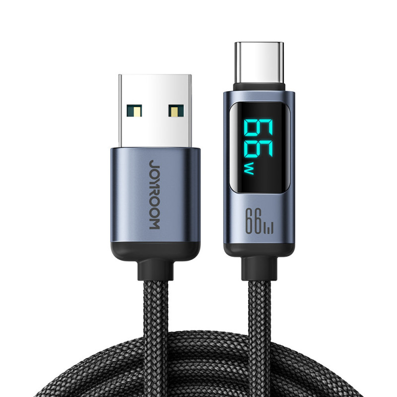 
Kabelis su LED ekranu USB-C - USB-A 66W 1,2m juodas
