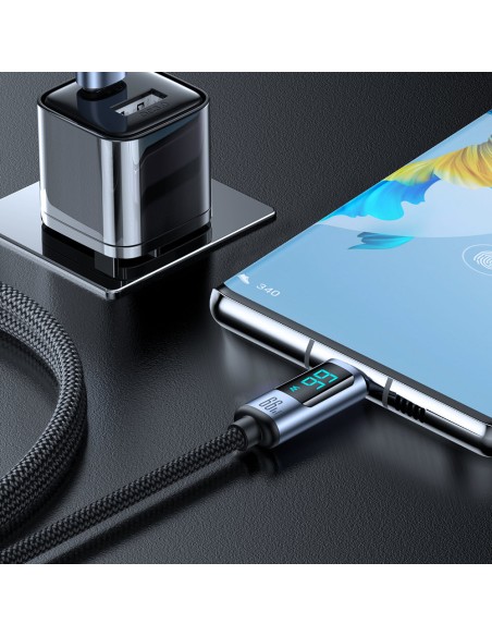 
Kabelis su LED ekranu USB-C - USB-A 66W 1,2m juodas
