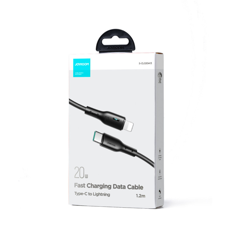iPhone laidas su LED indikatoriumi USB-C - Lightning 20W 1,2m juodas