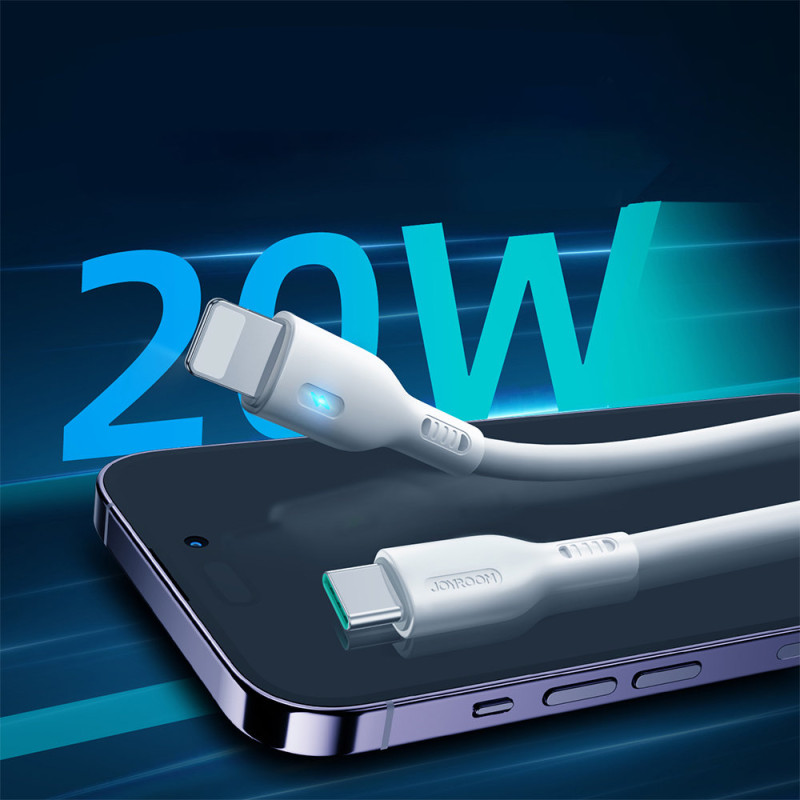 
iPhone laidas su LED indikatoriumi USB-C - Lightning 20W 1,2m baltas
