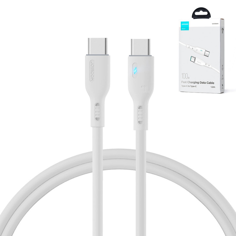 Kabelis su LED indikatoriumi USB-C 100W 1,2m baltas