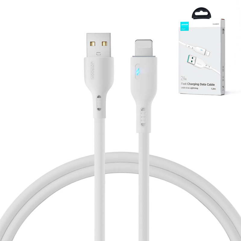 iPhone laidas su LED indikatoriumi USB - Lightning 2.4A 1.2m baltas