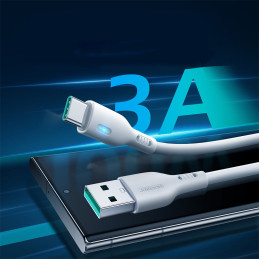 
Kabelis su LED indikatoriumi USB - USB-C 3A 1,2m baltas
