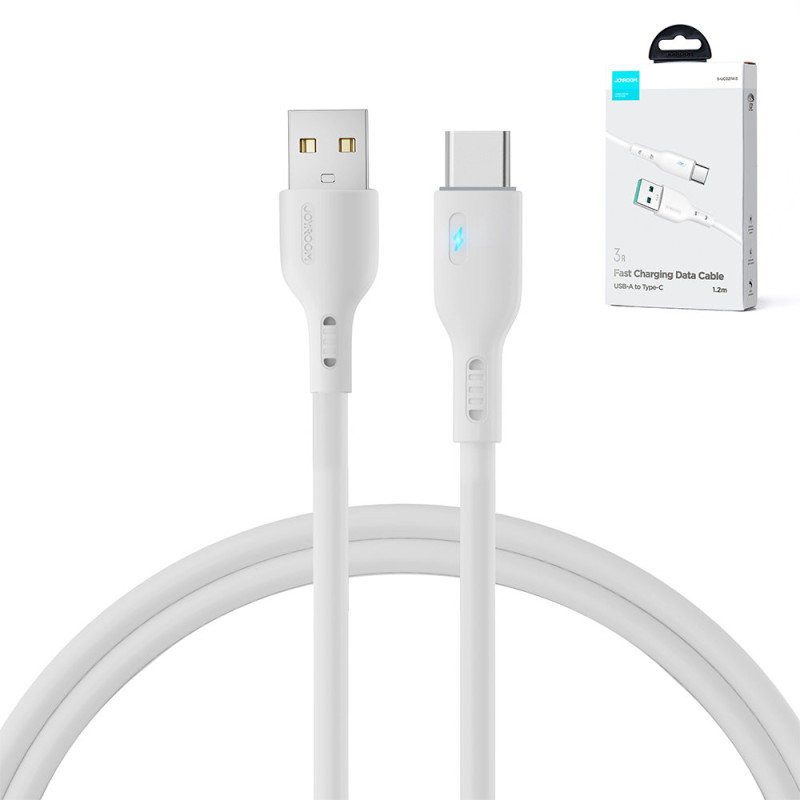 Kabelis su LED indikatoriumi USB - USB-C 3A 1,2m baltas