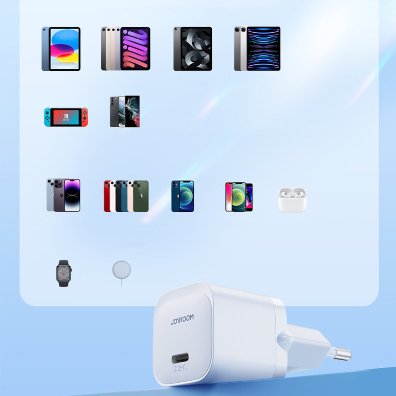 Mini USB-C 20W PD įkroviklis su laidu iPhone Lightning, baltas