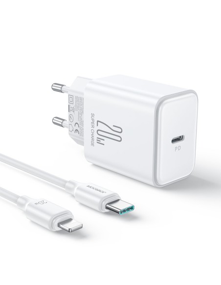 
USB-C 20W PD tinklo įkroviklis su laidu iPhone Lightning, baltas
