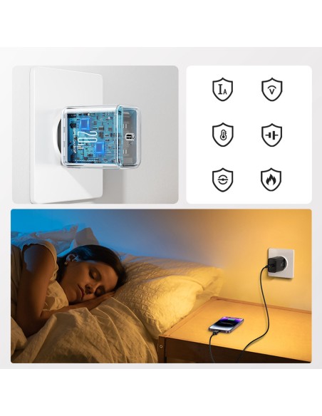 
USB-C 20W PD tinklo įkroviklis su laidu iPhone Lightning, juodas
