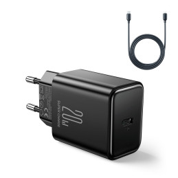 
USB-C 20W PD tinklo įkroviklis su laidu iPhone Lightning, juodas
