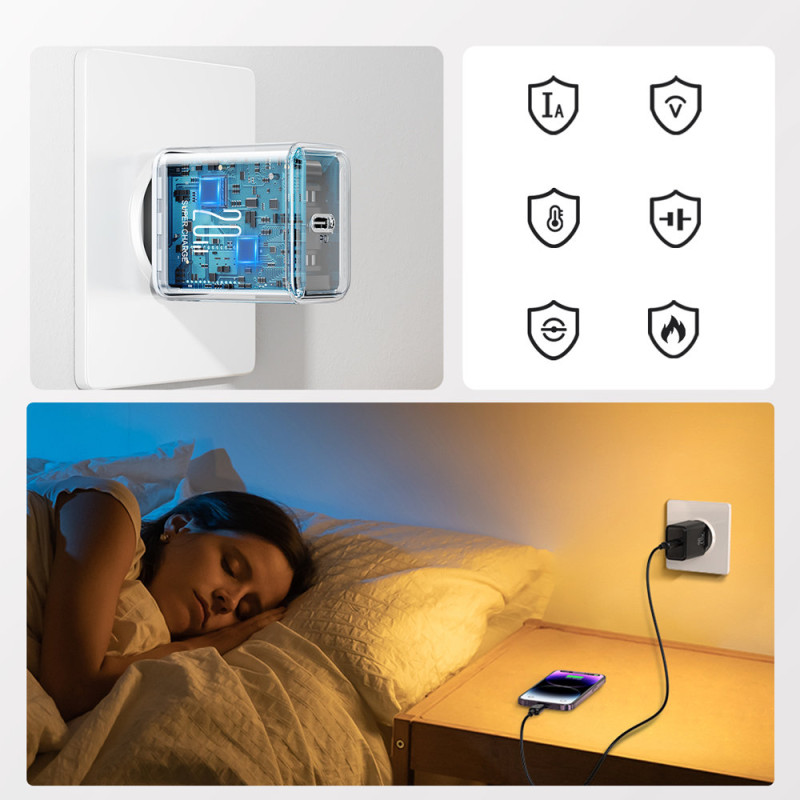 
USB-C 20W PD sieninis įkroviklis, juodas
