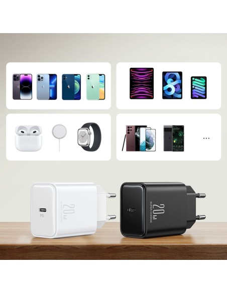 
USB-C 20W PD sieninis įkroviklis, juodas
