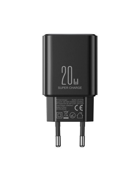 
USB-C 20W PD sieninis įkroviklis, juodas
