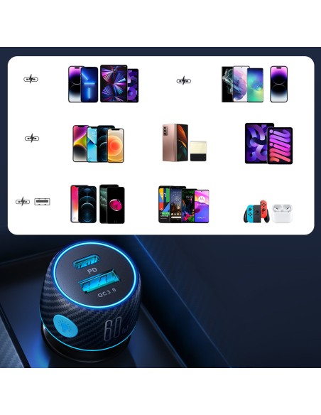 60 W PD USB-C USB-A automobilinis įkroviklis, juodas
 
60 W PD USB-C USB-A automobilinis įkroviklis, juodas