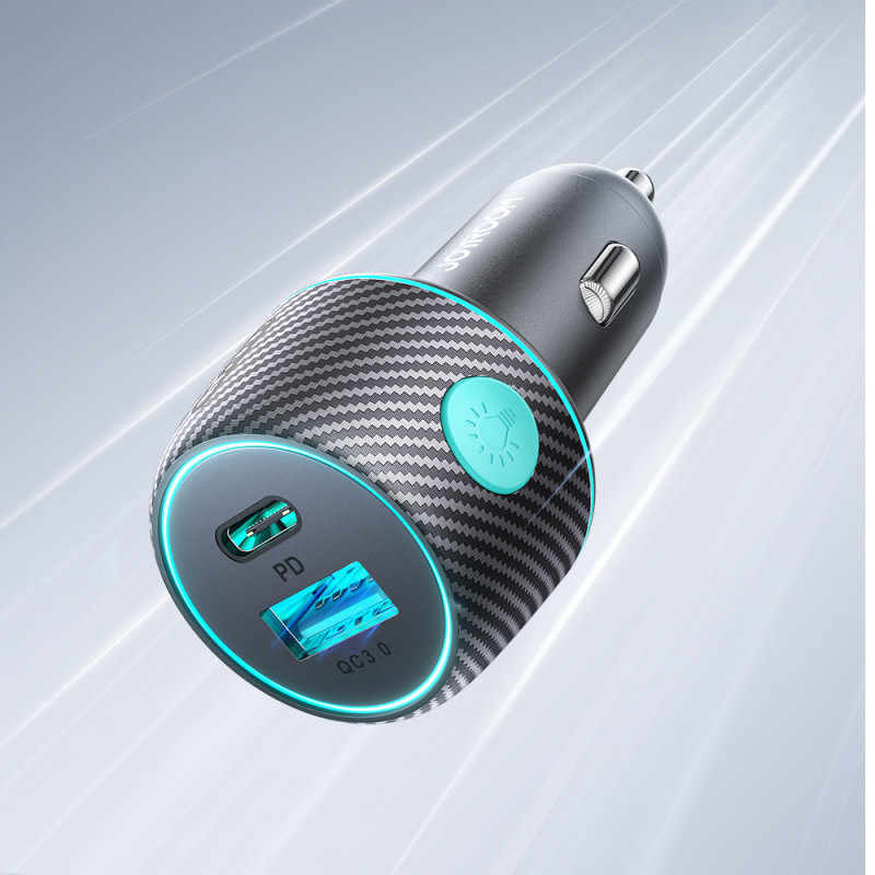 60 W PD USB-C USB-A automobilinis įkroviklis, juodas