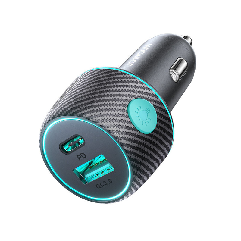 60 W PD USB-C USB-A automobilinis įkroviklis, juodas