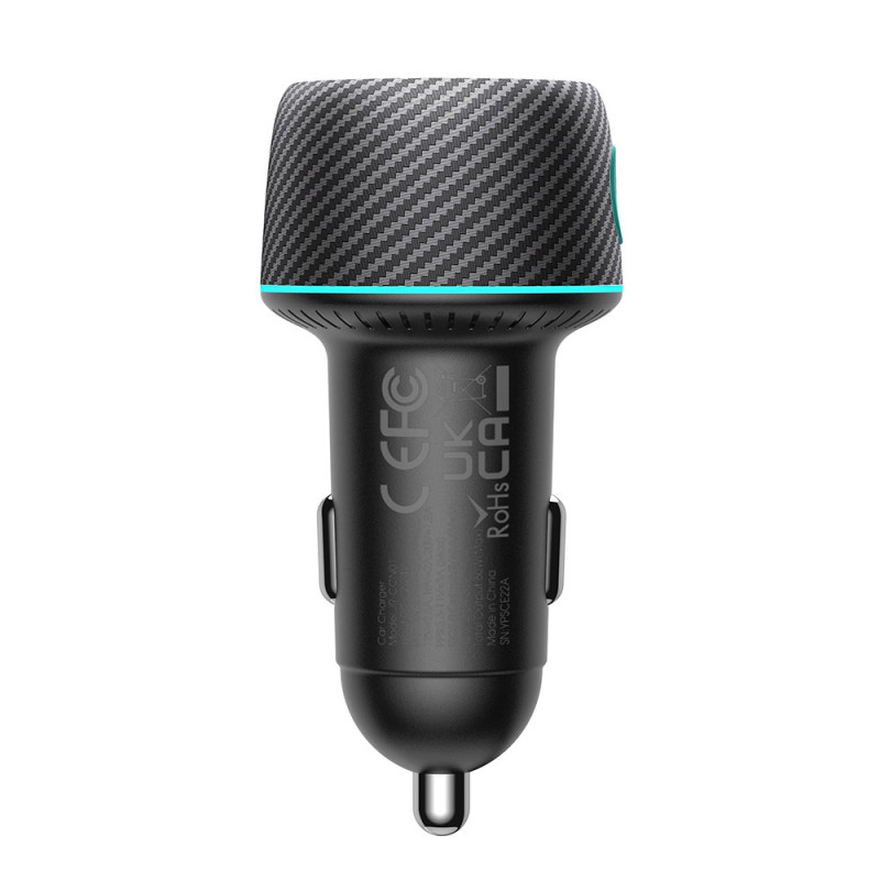 60 W PD USB-C USB-A automobilinis įkroviklis, juodas