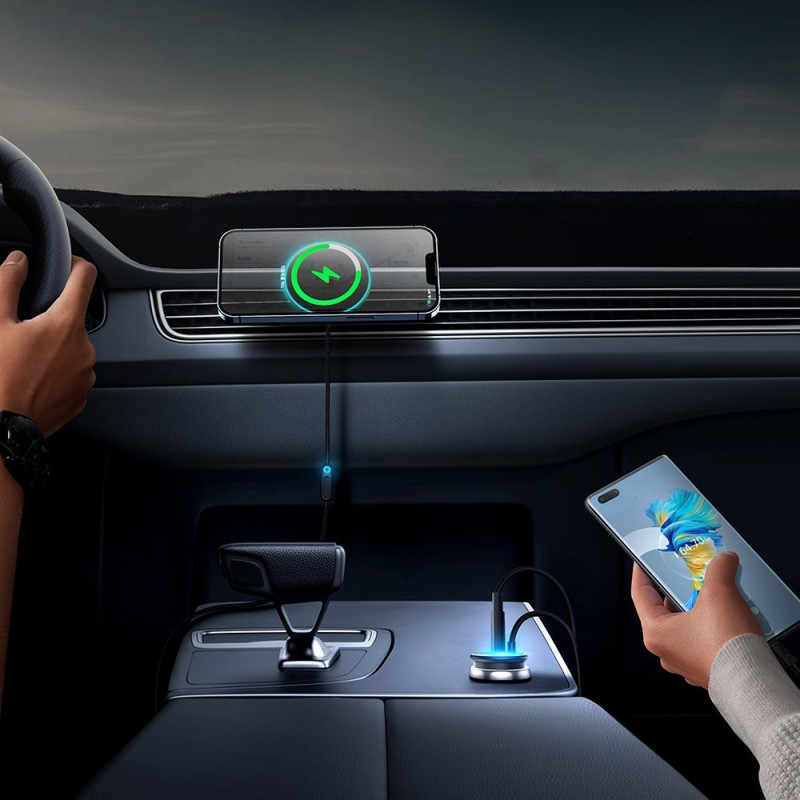 
Indukcinis automobilinis įkroviklis MagSafe 15W USB 25W tinkleliui, juodas
