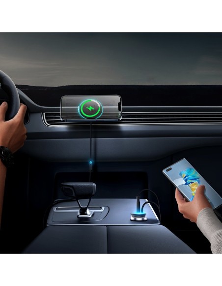 
Indukcinis automobilinis įkroviklis MagSafe 15W USB 25W tinkleliui, juodas
