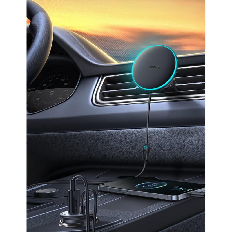 
Indukcinis automobilinis įkroviklis MagSafe 15W USB 25W tinkleliui, juodas
